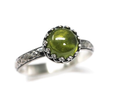 8mm Vesuvianite 925 Antique Sterling Silver Ring by Salish Sea Inspirations - image1